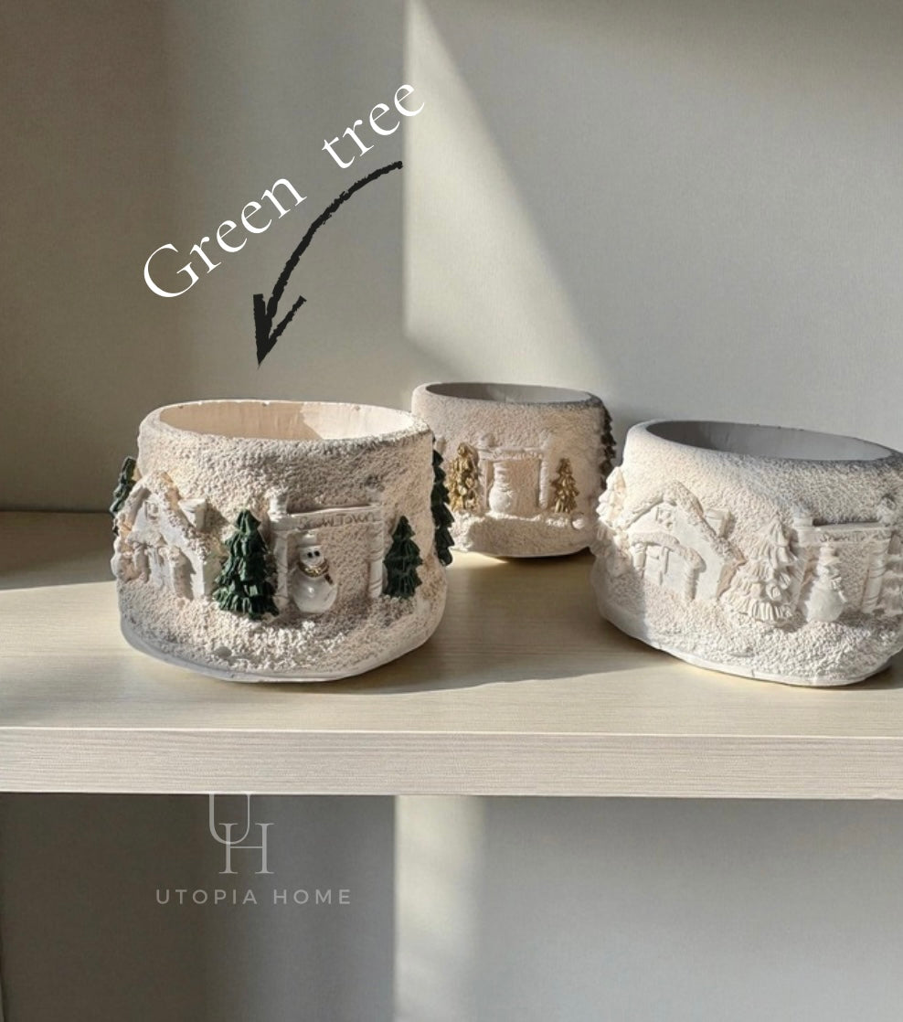 Christmas village candle jars