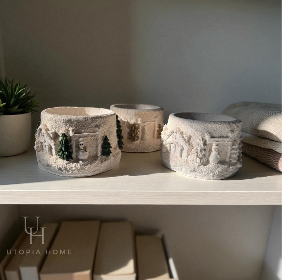 Christmas village candle jars