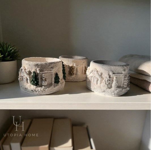 Christmas village candle jars