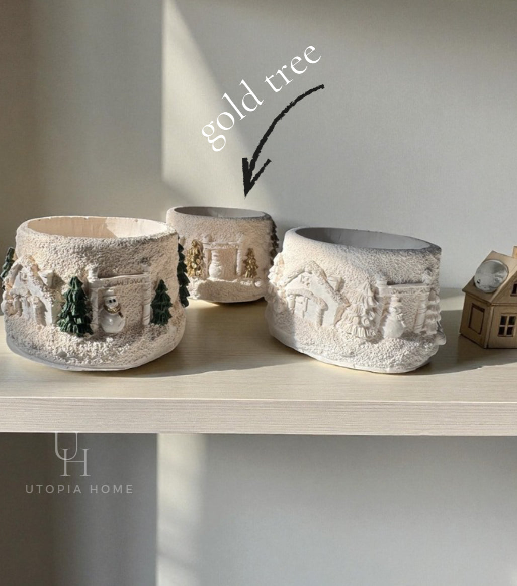 Christmas village candle jars