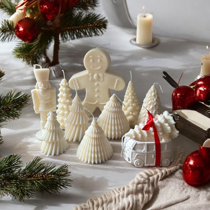 Christmas bundle set |  Tree Candles Handmade Candles | gingerbread candle |Decor Trees Ornaments Soy Wax Candles
